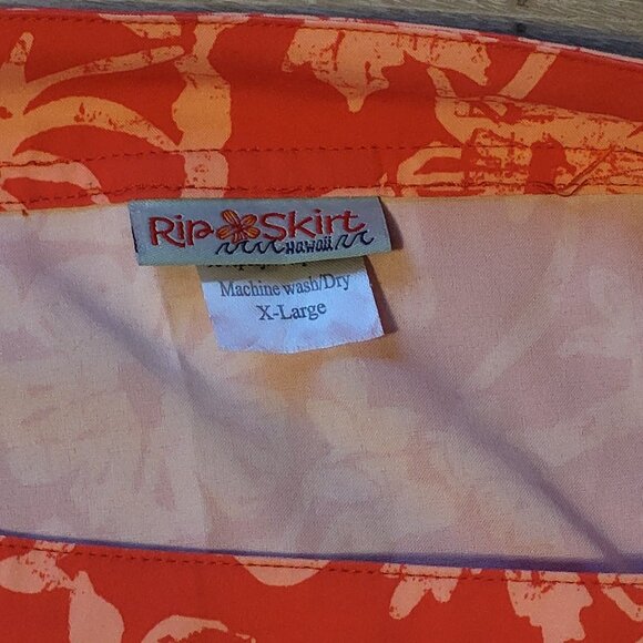 RipSkirt Hawaii skirt XL 16 - 18  Coral Peach Hibiscus print Length 2 - Picture 4 of 16